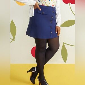 NWT ModCloth Navy Blue Button-Up Mini Skirt Size Medium